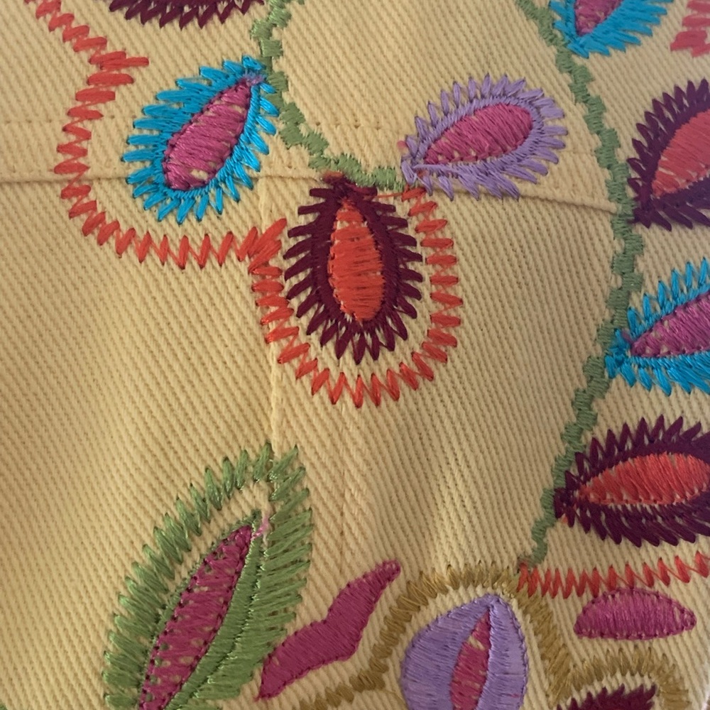 BFA CLASSIC Vintage Bright Yellow Embroidery Jacket Floral Design Size L Petite - Picture 2 of 16